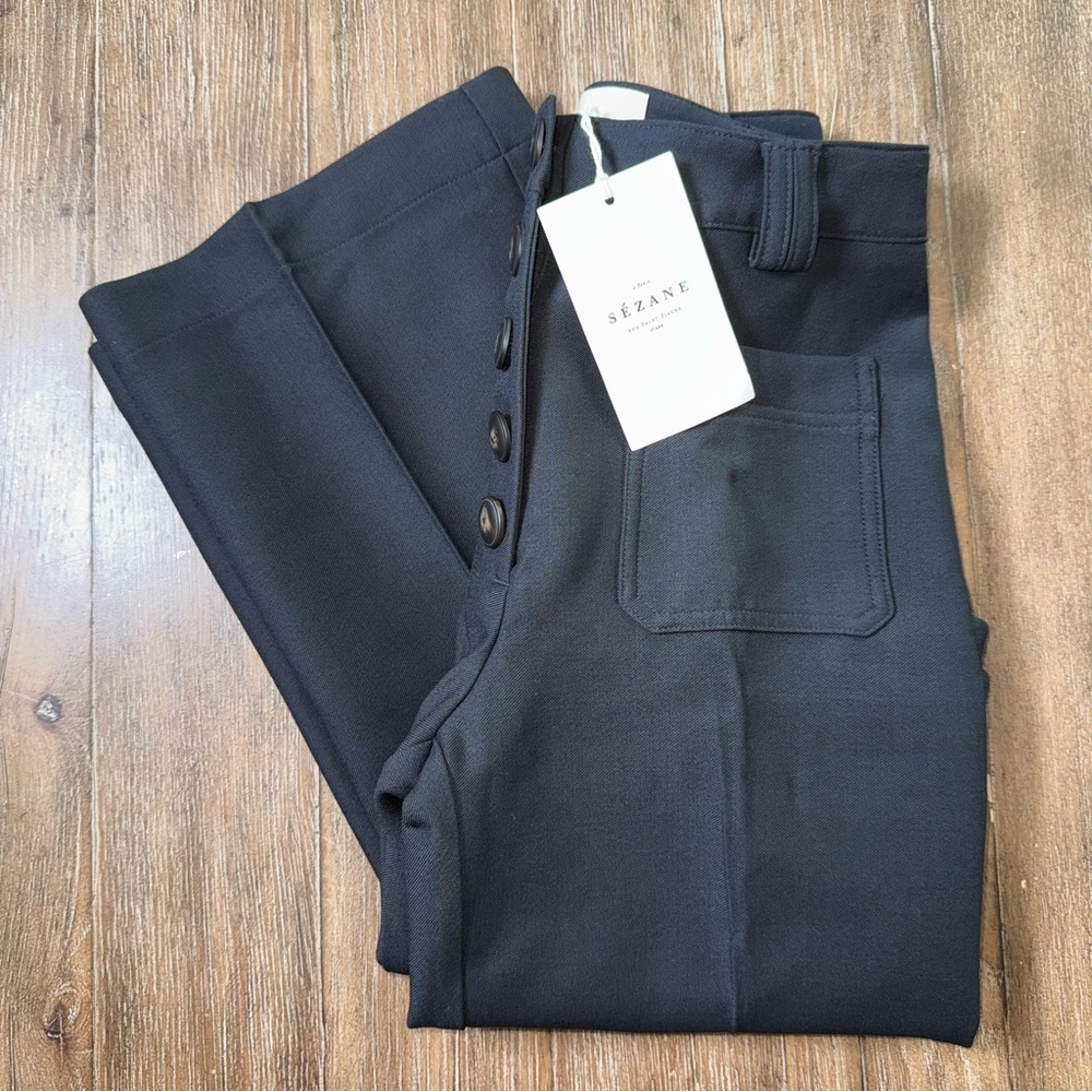 Sezane Pentalon Dan Trouser Wide Straight Leg Pants Wool Women's US Size 2 - Picture 4 of 15